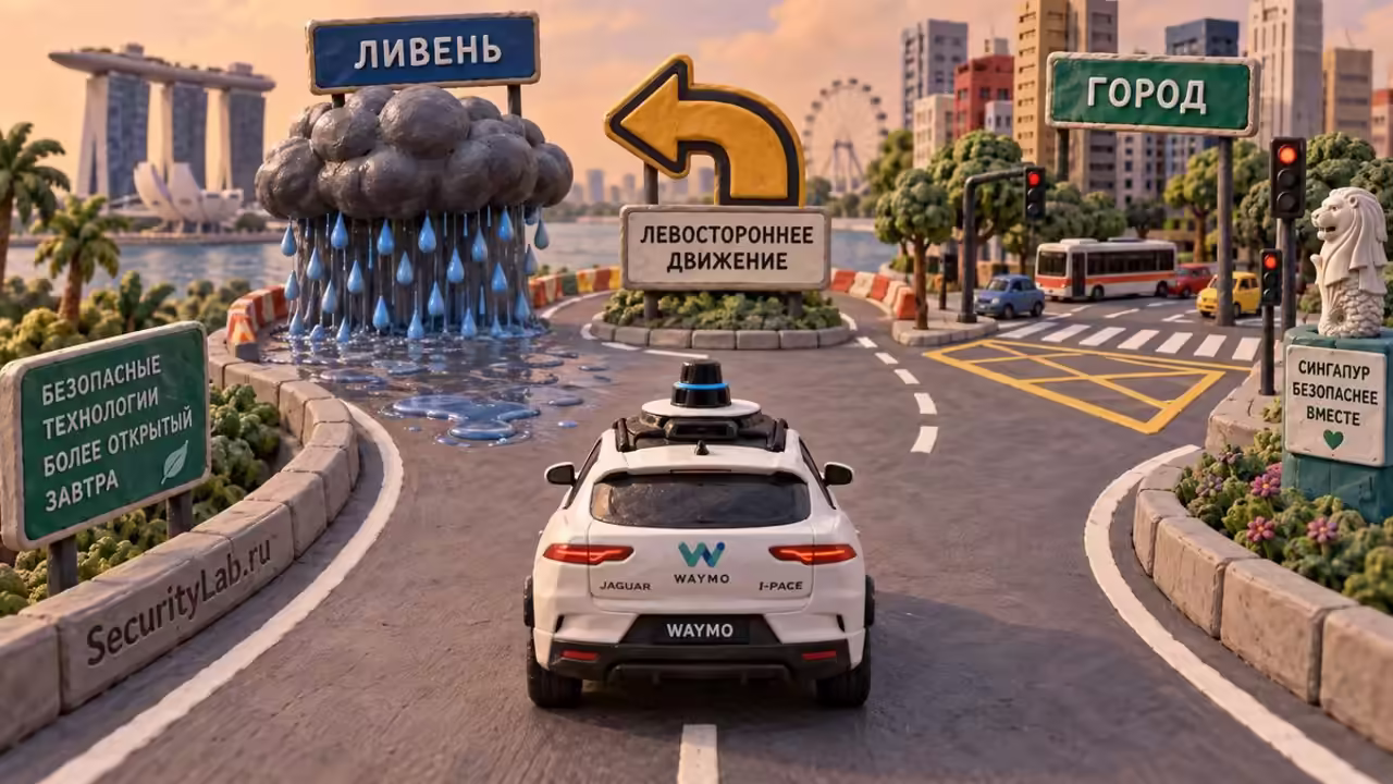Ливни, левостороннее движение и дороги Сингапура проверят Waymo