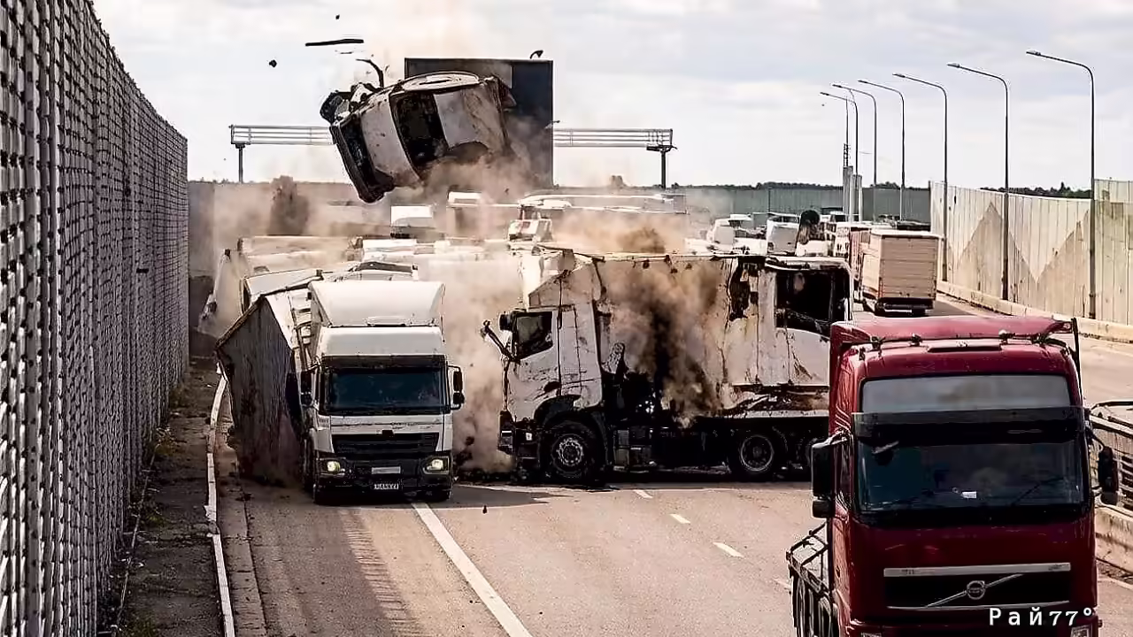 ДТП с вылетевшим автомобилем попало на видео в Польше