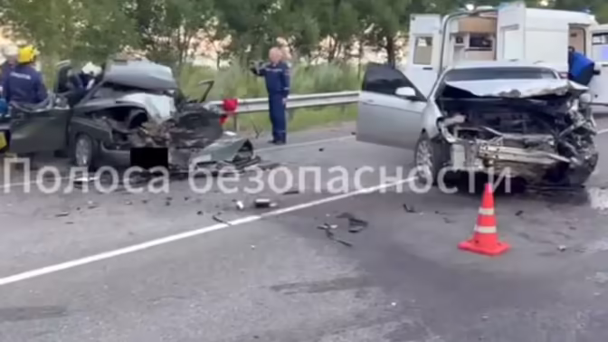 В Тамбовской области на видео попал результат лобового удара Chevrolet и ВАЗ-2110