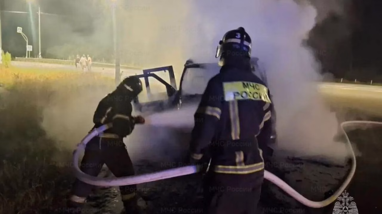 В Орловском округе на трассе М-2 сгорел автомобиль
