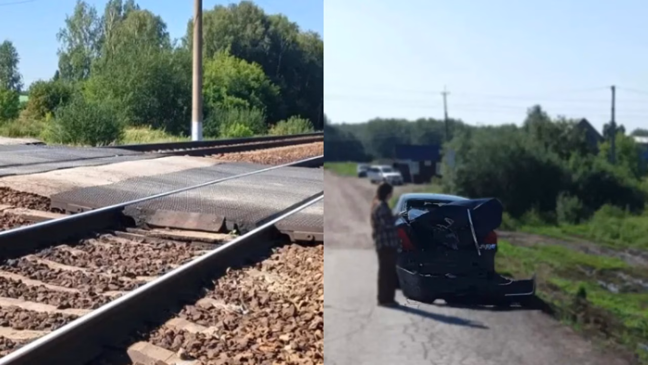 Под Новосибирском водитель авто выжил в столкновении с поездом