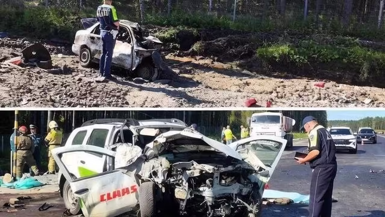 Четыре человека погибли при возгорании автомобиля после ДТП на трассе