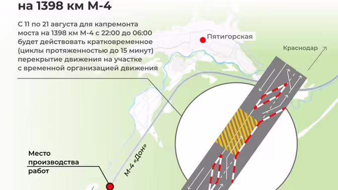 Ночные перекрытия на М-4 «Дон» под Горячим Ключом продлятся десять дней