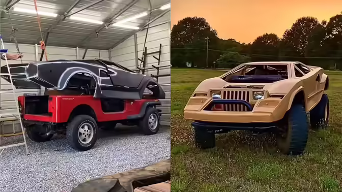Американец создал пикап Jeeporghini из Jeep Wrangler и кузова Lamborghini Countach