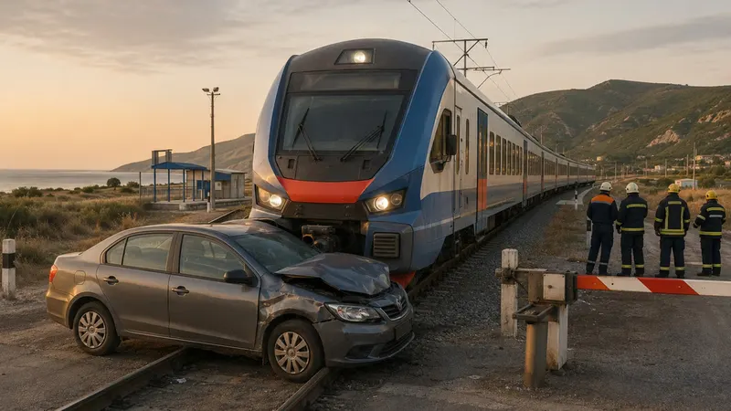 В Дагестане электричка протаранила выехавший на пути автомобиль