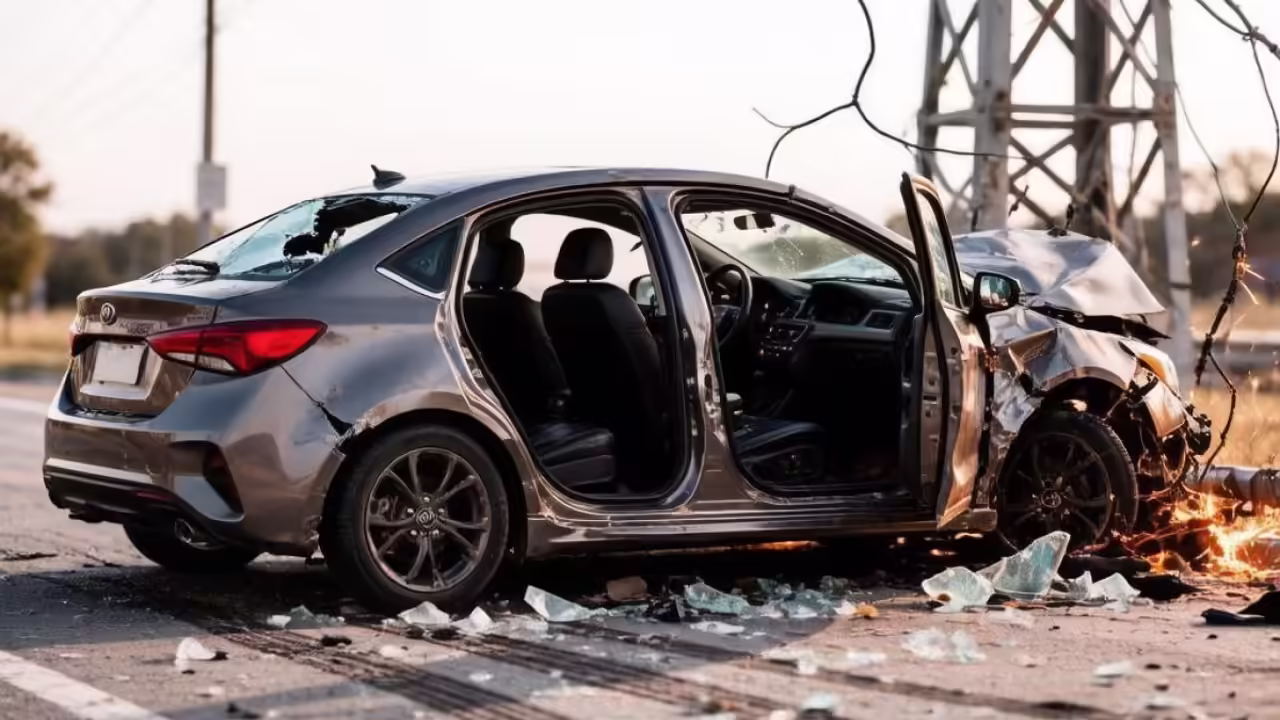 В Вичуге водитель "KIA CERATO" врезался в опору ЛЭП и перевернулся