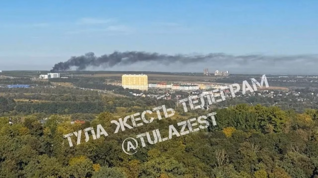 На Калужском шоссе в Туле сильное задымление